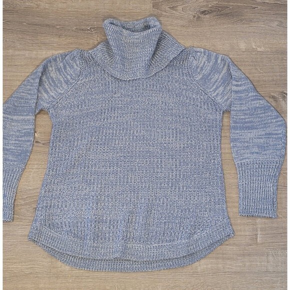 Jason Maxwell Blue Long Sleeve Cowl Neck Knit Sweater Size Medium - Picture 2 of 10